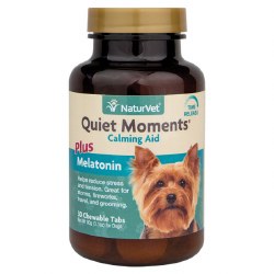 NaturVet - Quiet Moments plus Melatonin - Dog Calming Aid - Chewable Tablets - 30 ct