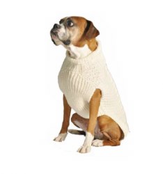Chilly Dog - Cable Knit Dog Sweater - Natural - Medium