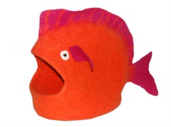 Dharma Dog Karma Cat - Felted Bed - Fish Cave - Orange