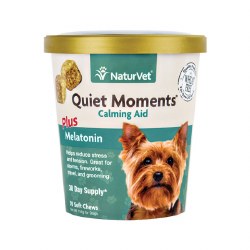 NaturVet - Quiet Moments plus Melatonin - Dog Calming Aid - Soft Chews - 70 ct