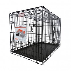 Petcrest - 2 Door Wire Crate - 30" x 19" x 21" - Black