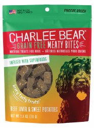 Charlee Bear - Grain Free Meaty Bites - Beef Liver & Sweet Potatoes - Dog Treats - 2.5 oz