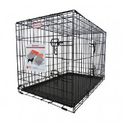 Petcrest - 2 Door Wire Crate - 42" x 28" x 30" - Black