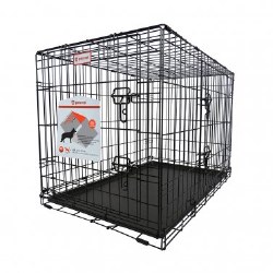 Petcrest - 2 Door Wire Crate - 48" x 30" x 32" - Black