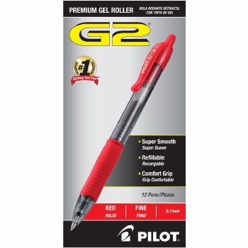 Gel Pen-Retractable-Pilot-Fine Point-0.7 mm-Red