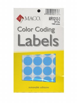 MACO Color-Coding Dot Label-Light Blue-3/4"