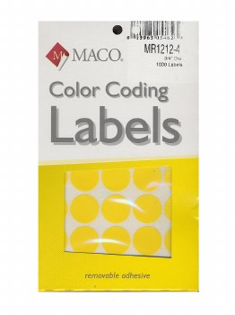 MACO Color-Coding Dot Label-Yellow-3/4"