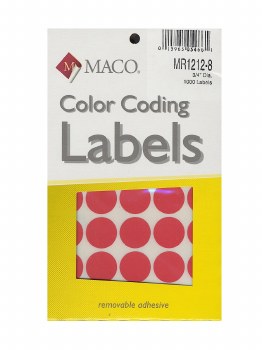 MACO Color-Coding Dot Label-Red-3/4"