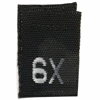 Woven Size Label-Sz 6X-Black tab