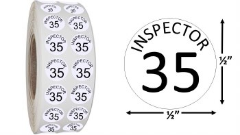 Round Size Sticker Label, Sz 1/2, Inspection 35
