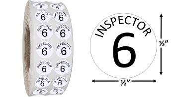 Round Size Sticker Label, Sz 1/2, Inspection 6