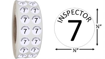 Round Size Sticker Label, Sz 1/2, Inspection 7