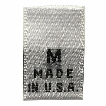 Woven Size Label-Sz M/USA-White tab (Made in USA)