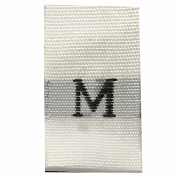 Woven Size Label-Sz M-White tab (1,000pcs/box)
