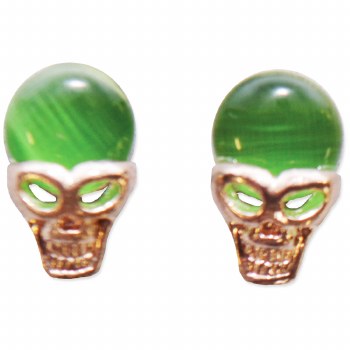 Metal Charm-10pc-skull 1 Grn