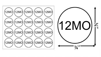 Sticker Size Label-Sz 12MO 20pcs x 50sheets= 1,000pcs