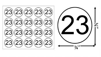 Round Size Sticker Label, Sz 3/4, Number 23 (1,000pcs/1 Roll)