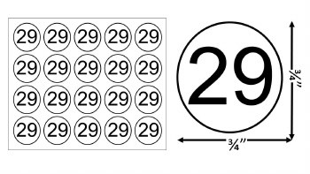 Round Size Sticker Label, Sz 3/4, Number 29 (1,000pcs/1 Roll)
