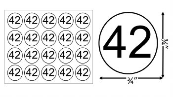 Round Size Sticker Label, Sz 3/4, Number 42 (1,000pcs/1 Roll)