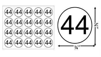 Round Size Sticker Label, Sz 3/4, Number 44 (1,000pcs/1 Roll)