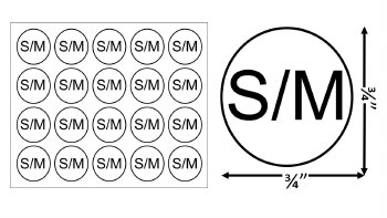 Sticker Size Label-Sz S/M 20pcs x 50sheets= 1,000pcs