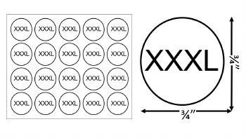 Sticker Size Label-Sz XXXL 20pcs x 50sheets= 1,000pcs