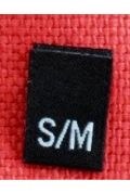 Woven Size Label-Sz S/M-Black tab (1,000pcs/box)