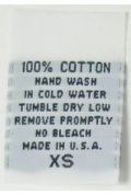 Woven Label-100% Cotton-Sz XS-White tab (1,000pcs/box) (Made in USA)
