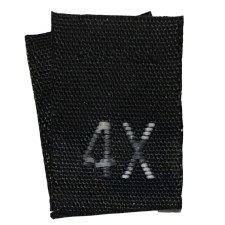 Woven Size Label-Sz 4X-Black tab