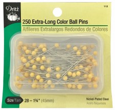 Yellow Ball Pins-Extra Long-No.28 1 3/4''