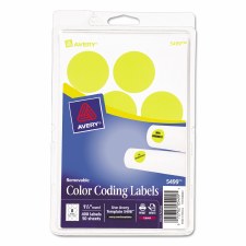 Avery Dot Label-Yellow Glow-1 1/4"