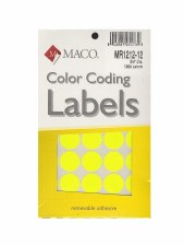 MACO Color-Coding Dot Label-Yellow Glow-3/4"