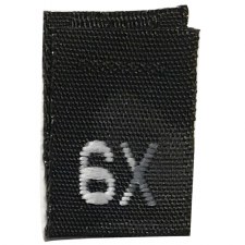 Woven Size Label-Sz 6X-Black tab