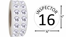 Round Size Sticker Label, Sz 1/2, Inspection 16