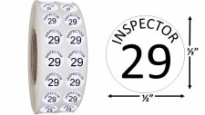 Round Size Sticker Label, Sz 1/2, Inspection 29