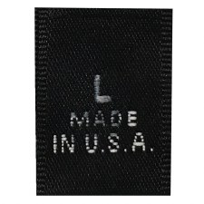 Woven Size Label-Sz L/USA-Black tab (Made in USA)