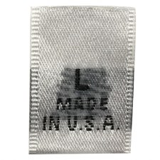 Woven Size Label-Sz L/USA-White tab (Made in USA)