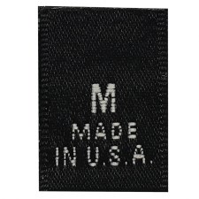 Woven Size Label-Sz M/USA-Black tab (Made in USA)