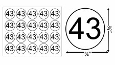 Round Size Sticker Label, Sz 3/4, Number 43 (1,000pcs/1 Roll)