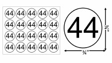 Round Size Sticker Label, Sz 3/4, Number 44 (1,000pcs/1 Roll)