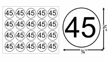 Round Size Sticker Label, Sz 3/4, Number 45 (1,000pcs/1 Roll)