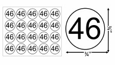 Round Size Sticker Label, Sz 3/4, Number 46 (1,000pcs/1 Roll)