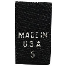 Woven Size Label-Sz S/USA-Black tab (Made in USA)