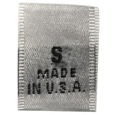 Woven Size Label-Sz S/USA-White tab (Made in USA)