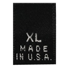 Woven Size Label-Sz XL/USA-Black tab (Made in USA)