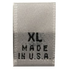 Woven Size Label-Sz XL/USA-White tab (Made in USA)