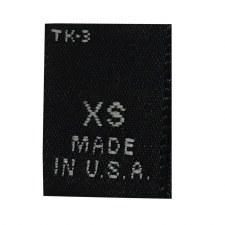 Woven Size Label-Sz XS/USA-Black tab (Made in USA)