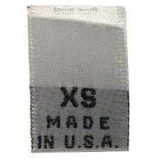 Woven Size Label-Sz XS/USA-White tab (Made in USA)