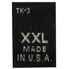 Woven Size Label-Sz XXL/USA-Black tab (Made in USA)