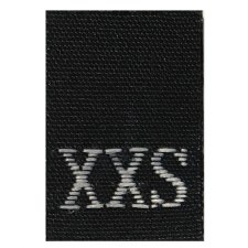 Woven Size Label-Sz XXS-Black tab (1,000pcs/box)